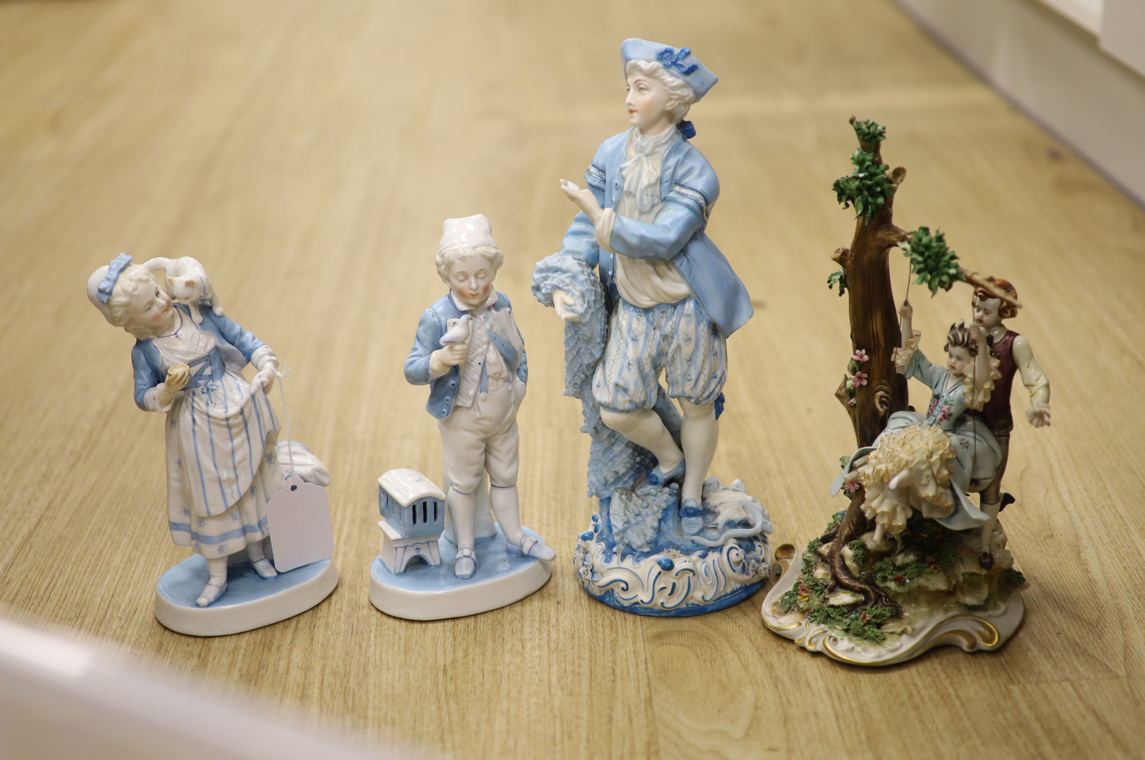 A group of ornate glass and ceramic figurines, 19th/20th century